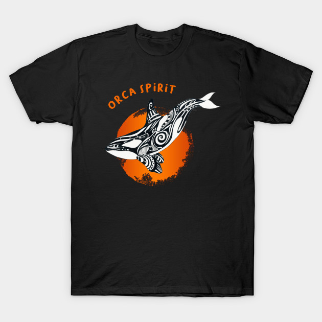 Orca Killer Whale Spirit Orange Tribal Sun Tattoo Ink by Seven Sirens Studios